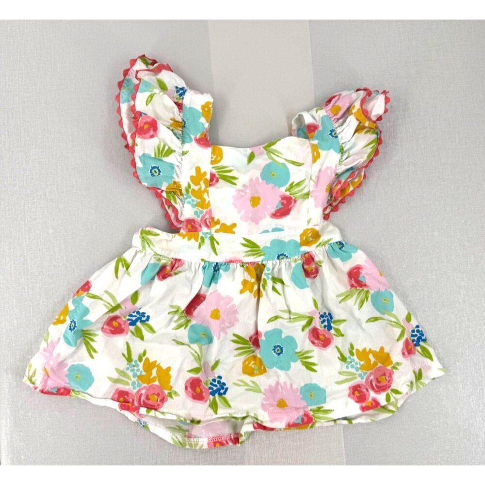 Sage and Lilly Girls Toddler Floral Print Apron Dress Size 3T 100% Cotton